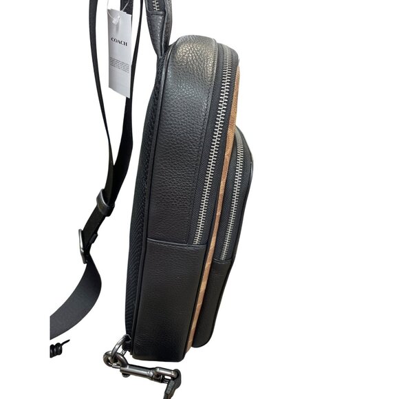 Coach Mens Signature brown black Canvas Leather Sling Pack Bag SKU 9121 - Picture 9 of 16